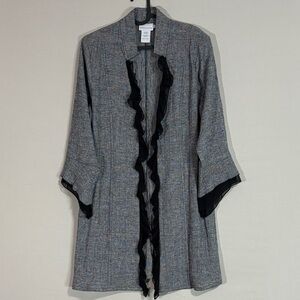 Soft Surroundings Linen Cotton Ruffle Front Jacket Cardigan Sz S